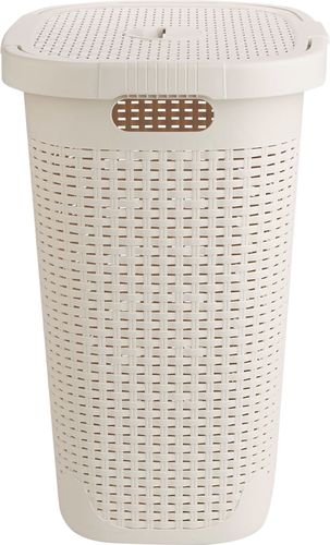 Mind Reader - 50 Liter Slim Laundry Basket, Laundry Hamper with Cutout Handles, Washing Bin, Dirty Clothes Storage - Ivory