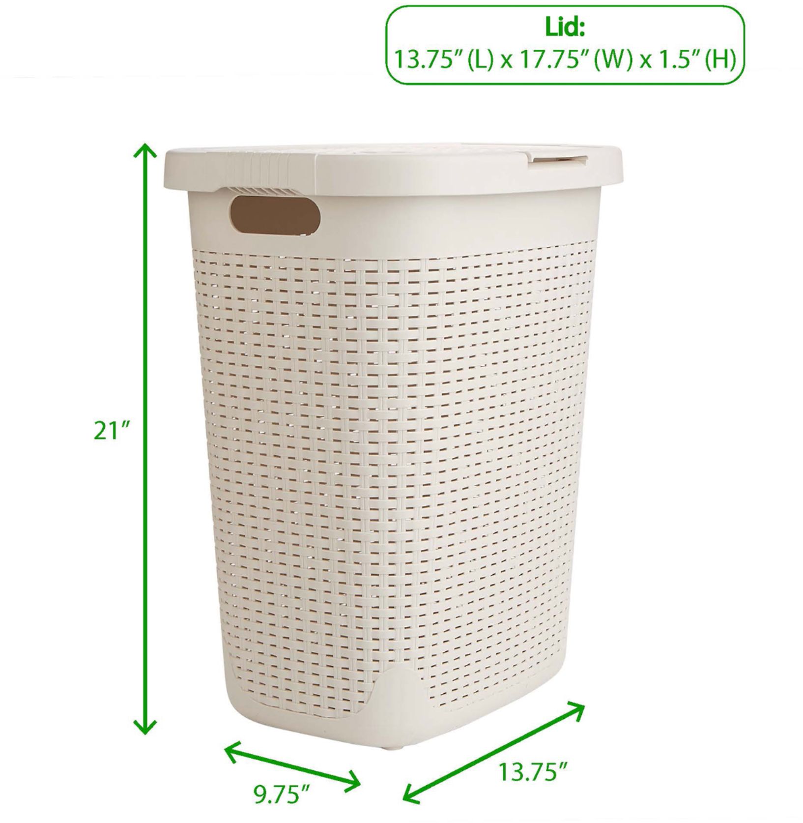 Mind Reader 50 Liter Laundry Hamper, Ivory