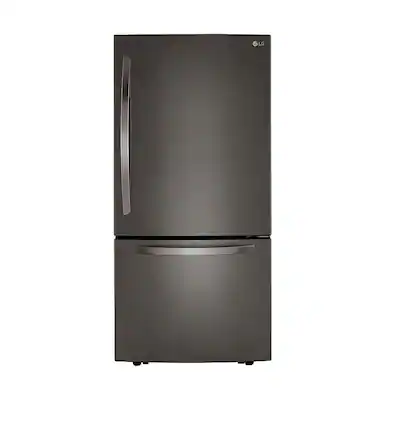 Front. LG - 25.5 Cu. Ft. Bottom-Freezer Refrigerator with Ice Maker - PrintProof Black Stainless Steel.