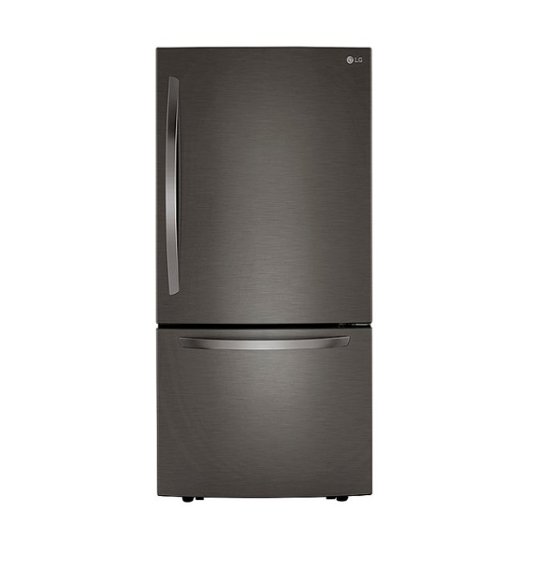 Front Zoom. LG - 25.5 Cu. Ft. Bottom-Freezer Refrigerator with Ice Maker - Black stainless steel.