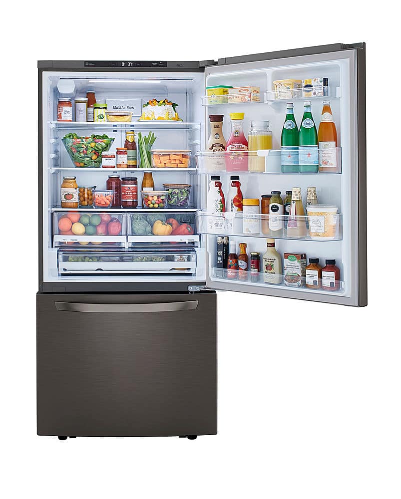 Alt View 11. LG - 25.5 Cu. Ft. Bottom-Freezer Refrigerator with Ice Maker - PrintProof Black Stainless Steel.