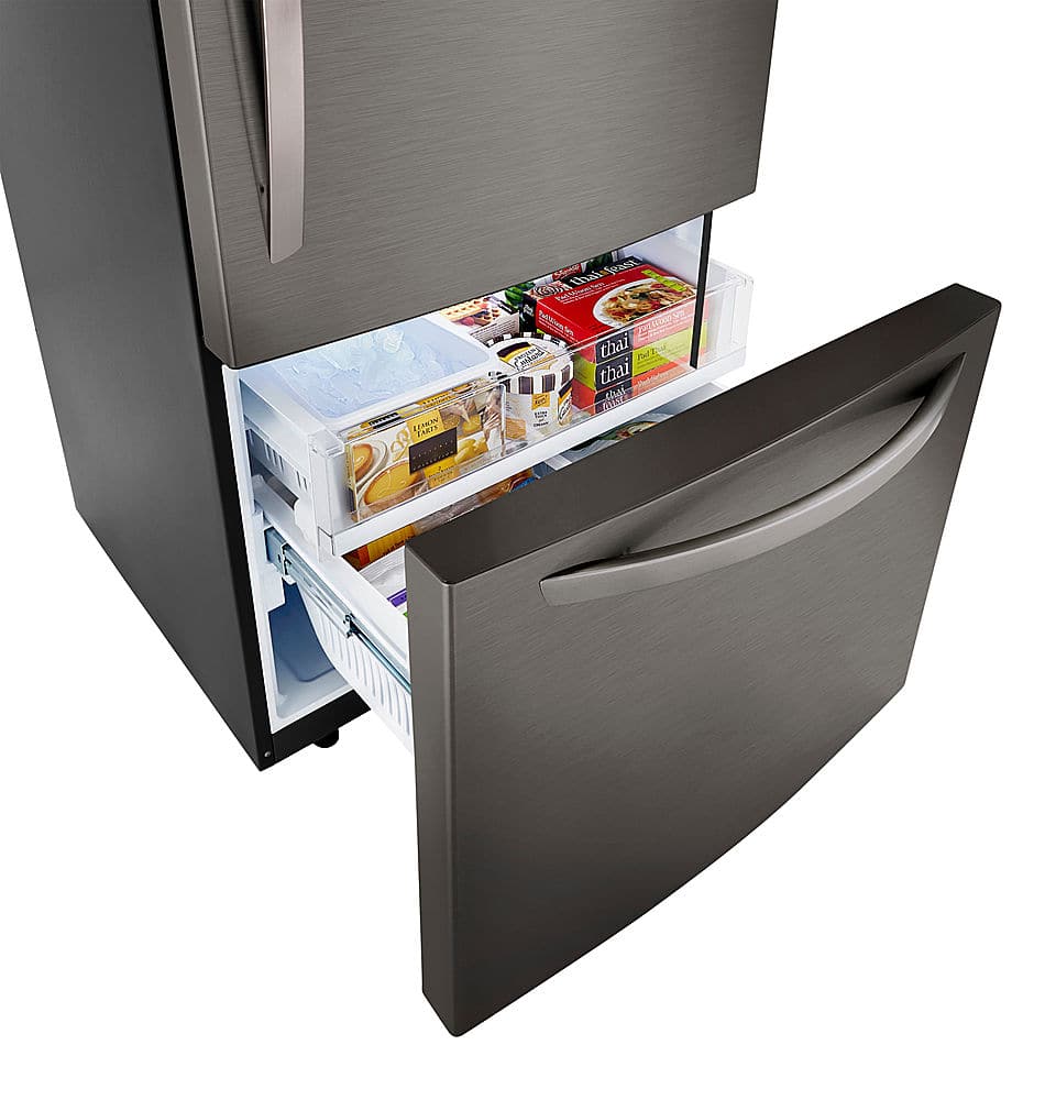 Alt View 13. LG - 25.5 Cu. Ft. Bottom-Freezer Refrigerator with Ice Maker - PrintProof Black Stainless Steel.