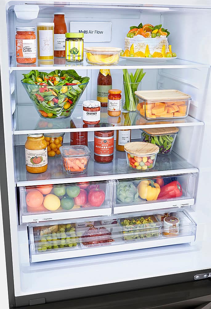 Alt View 1. LG - 25.5 Cu. Ft. Bottom-Freezer Refrigerator with Ice Maker - PrintProof Black Stainless Steel.