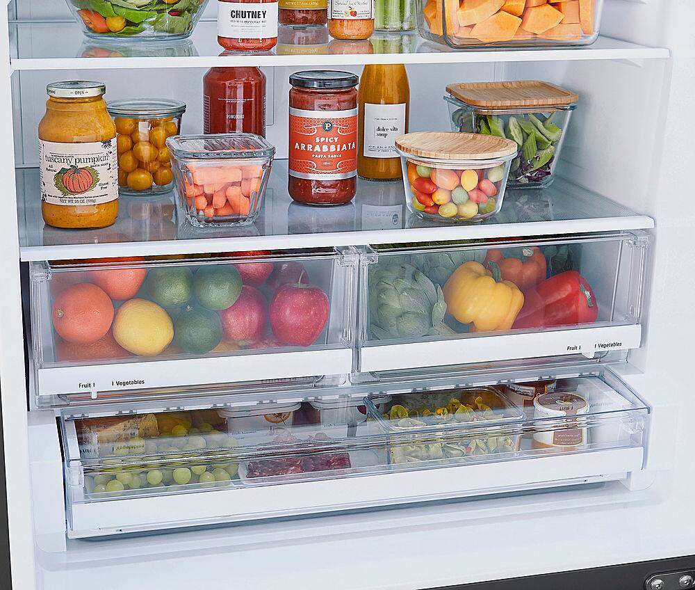 Alt View 3. LG - 25.5 Cu. Ft. Bottom-Freezer Refrigerator with Ice Maker - PrintProof Black Stainless Steel.