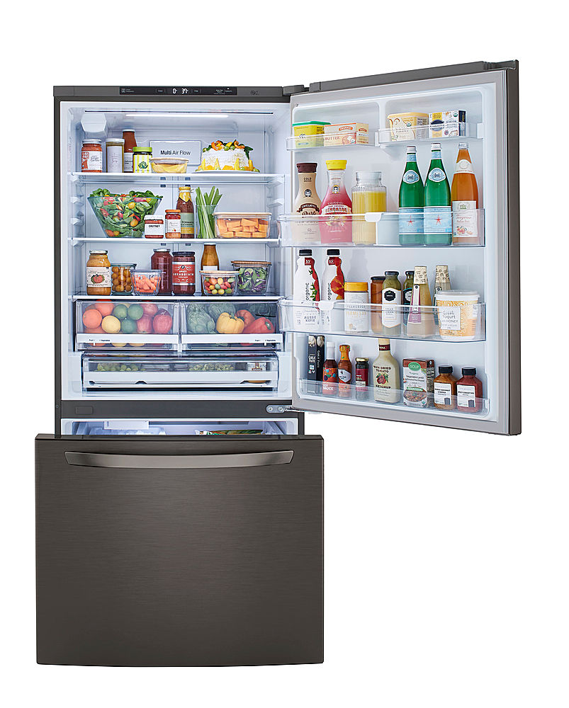 LG - 25.5 Cu. Ft. Bottom-Freezer Refrigerator with Ice Maker - Black ...