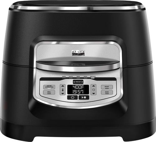 Bella Pro Series - 9-in-1 Indoor Grill with 5.8-qt Air Fryer, Roast, Broil, Bake, Sear, Sauté, Pizza & Dehydrate - Matte Black