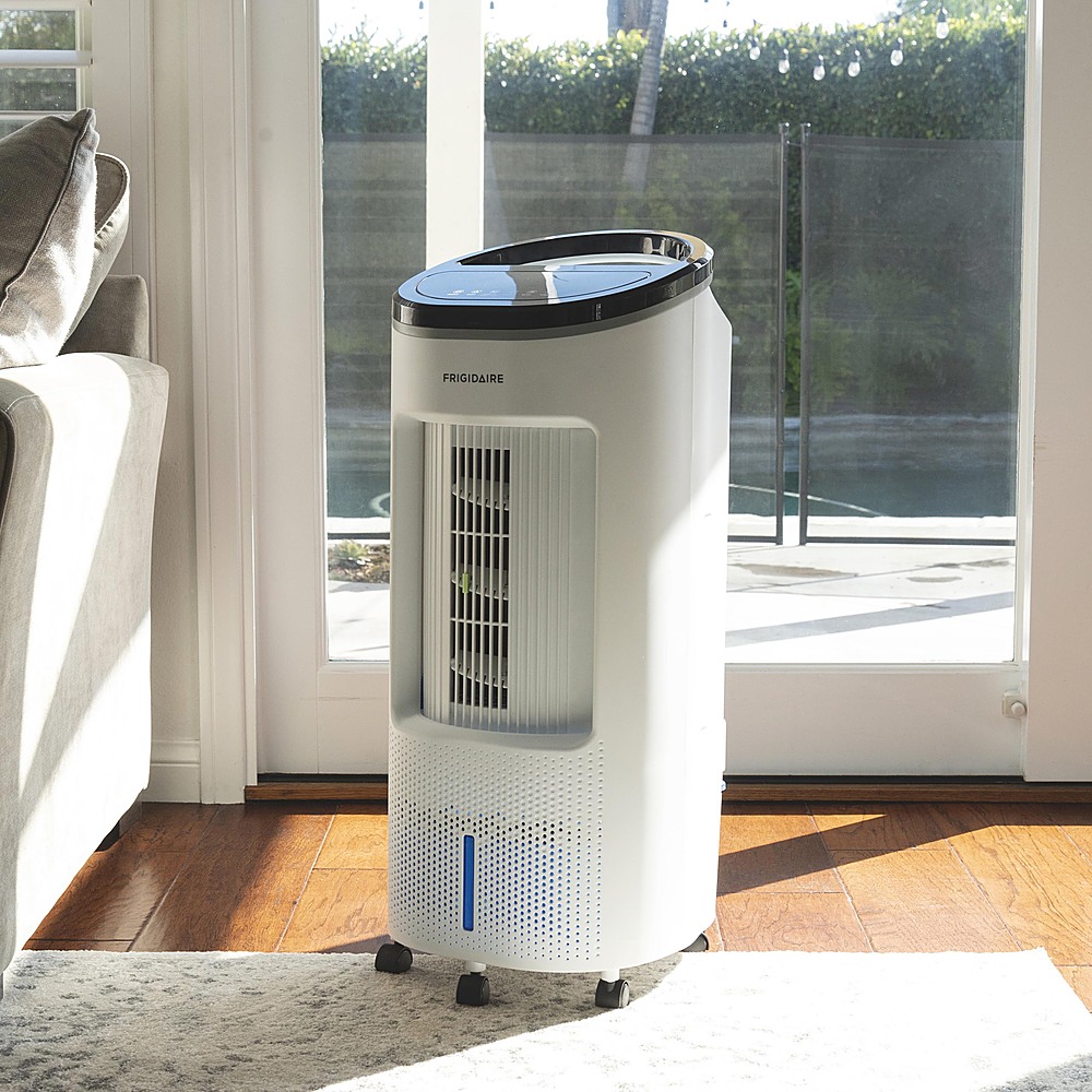 NewAir - Frigidaire 2-in-1 Evaporative Air Cooler and Fan, 250 sq. ft. with Wide Angle Oscillation & 4 Fan Speeds - White