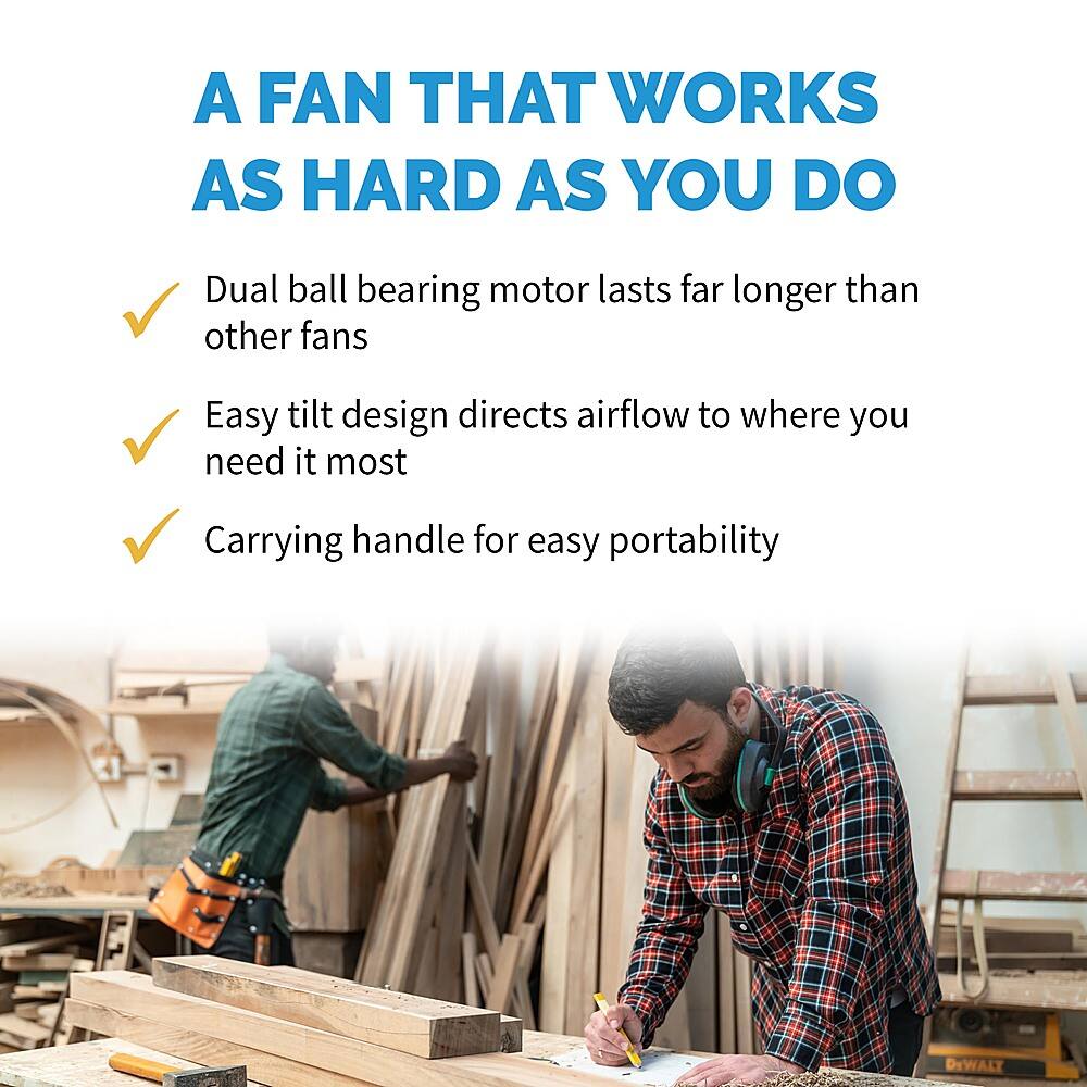 Alt View 14. NewAir - 3000 CFM 18” High Velocity Portable Floor Fan with 3 Fan Speeds and Long-Lasting Ball Bearing Motor - Black.