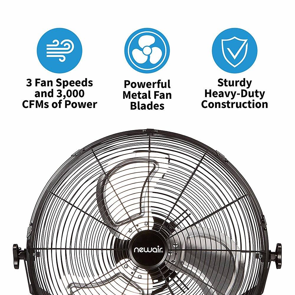 Alt View 17. NewAir - 3000 CFM 18” High Velocity Portable Floor Fan with 3 Fan Speeds and Long-Lasting Ball Bearing Motor - Black.