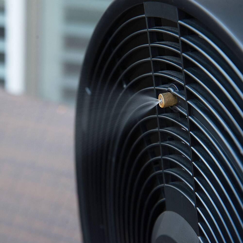 Alt View 15. NewAir - Outdoor Misting Fan and Pedestal Fan, Cools 500 sq. ft. with 3 Fan Speeds and Wide-Angle Oscillation - Black.