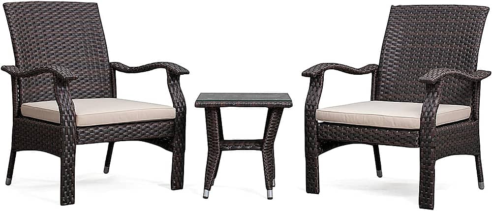Alt View 11. Patio Sense - Miles Outdoor Square Wicker 3 Piece Patio Set - Mocha.