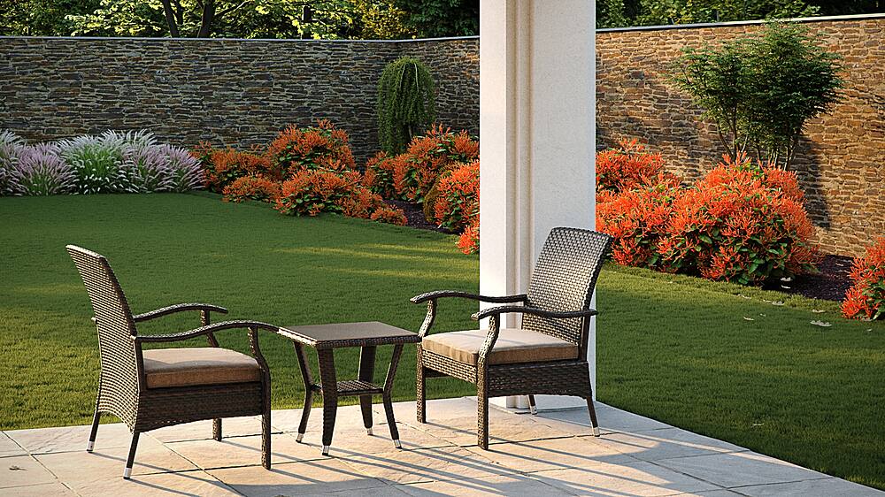 Alt View 12. Patio Sense - Miles Outdoor Square Wicker 3 Piece Patio Set - Mocha.