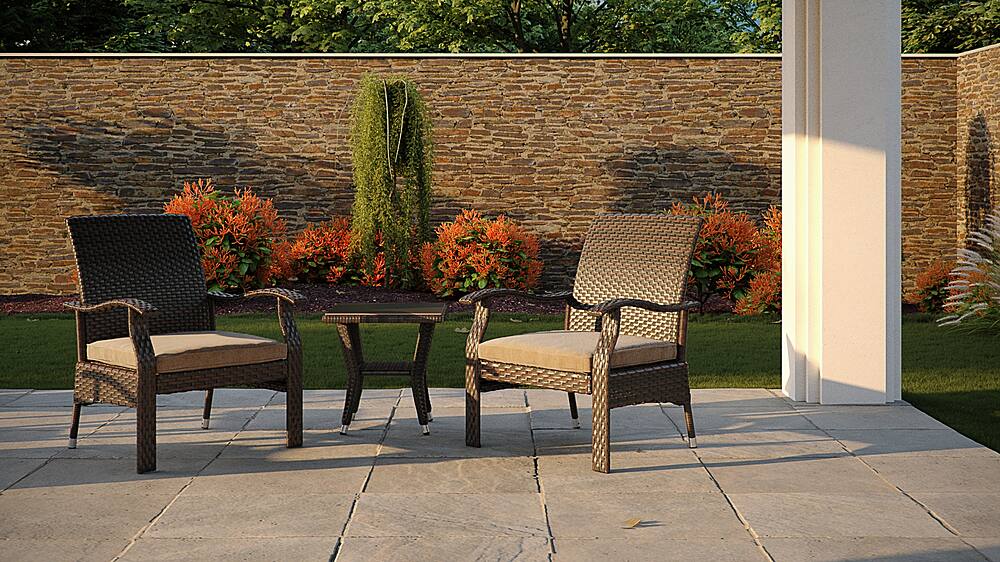 Alt View 14. Patio Sense - Miles Outdoor Square Wicker 3 Piece Patio Set - Mocha.