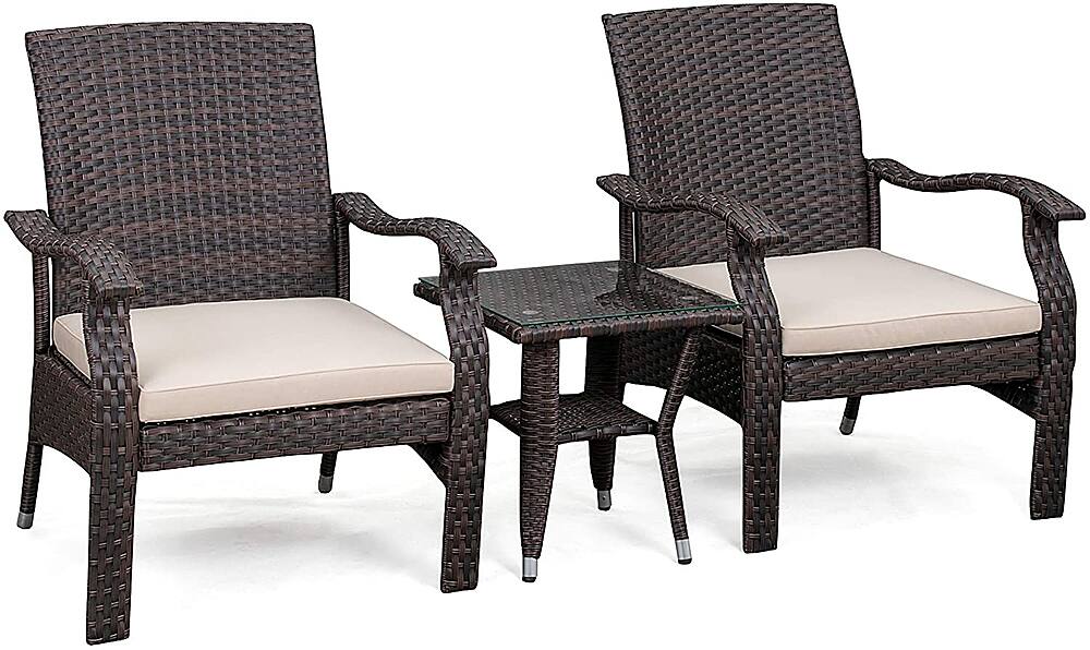 Alt View 15. Patio Sense - Miles Outdoor Square Wicker 3 Piece Patio Set - Mocha.