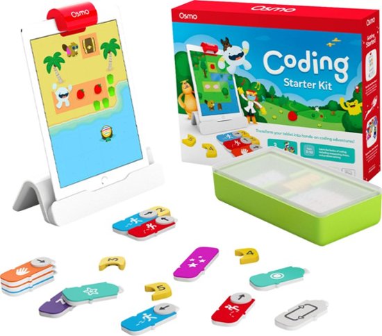 Front Zoom. Osmo - Coding Starter Kit for iPad - Ages 5-12 - Learn to Code, Coding Fundamentals & Coding Puzzles (Osmo Base Included).