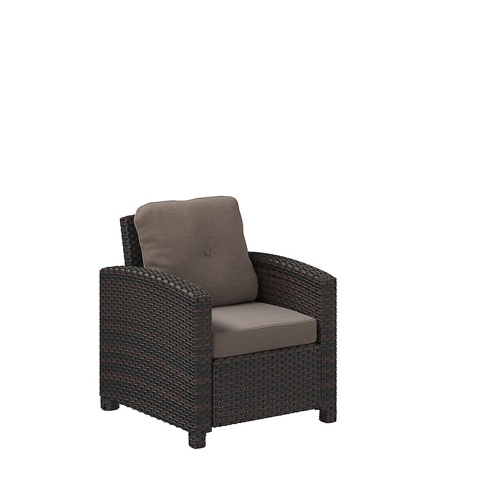 Angle. Patio Sense - Miles Outdoor Wicker Patio Lounge Chair - Mocha.