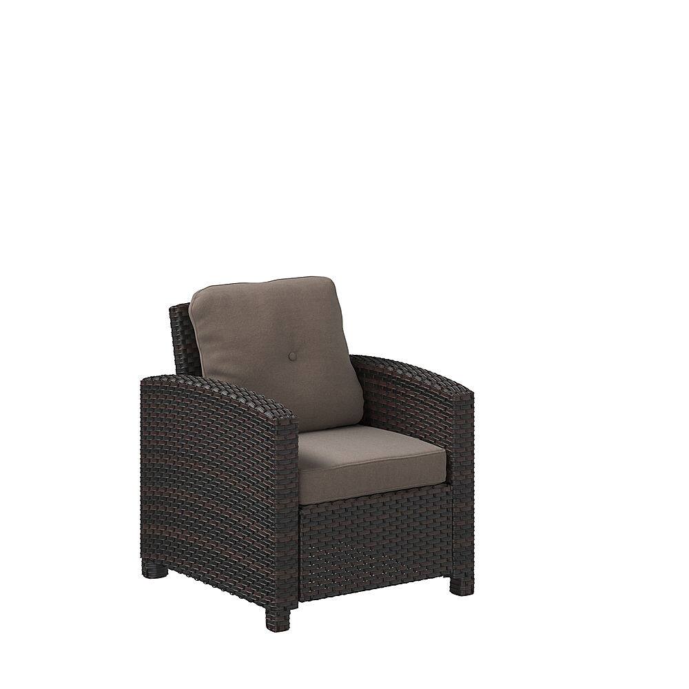 Angle. Patio Sense - Miles Outdoor Wicker Patio Lounge Chair - Mocha.
