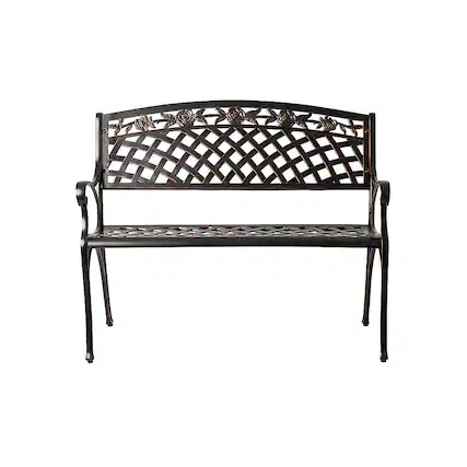 Alt View 11. Patio Sense - Scarlet Aluminum Outdoor Patio Bench - Bronze.