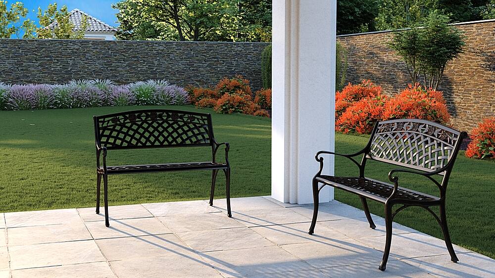 Alt View 13. Patio Sense - Scarlet Aluminum Outdoor Patio Bench - Bronze.