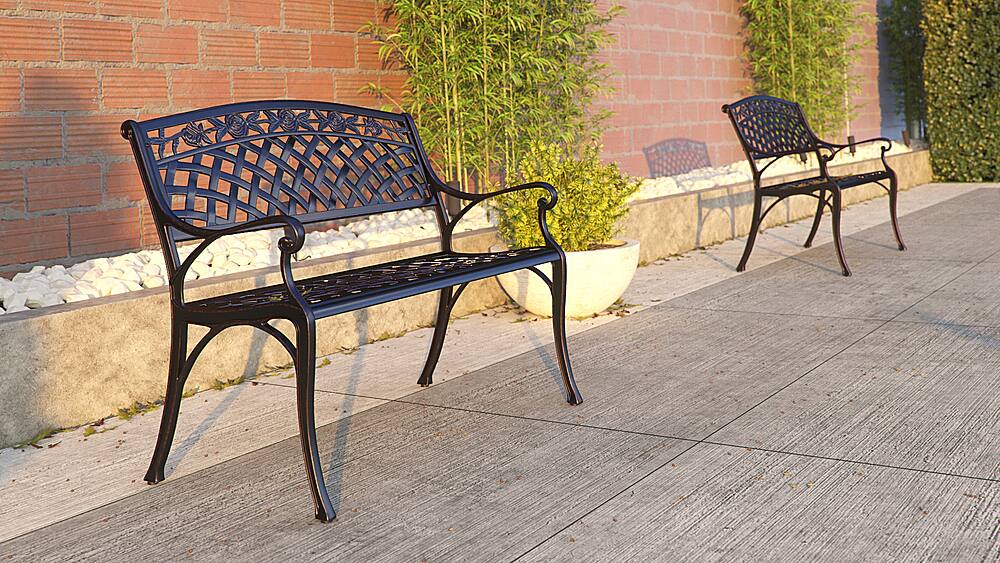 Alt View 19. Patio Sense - Scarlet Aluminum Outdoor Patio Bench - Bronze.