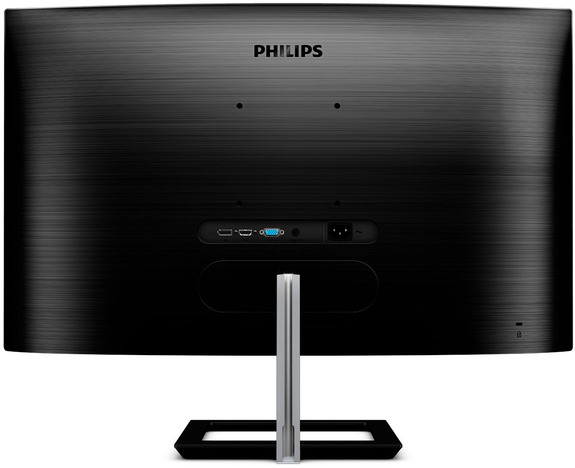 Back View: Philips - E-Line 322E1C 32" LED Curved FHD FreeSync Monitor (DisplayPort, HDMI, VGA) - Black
