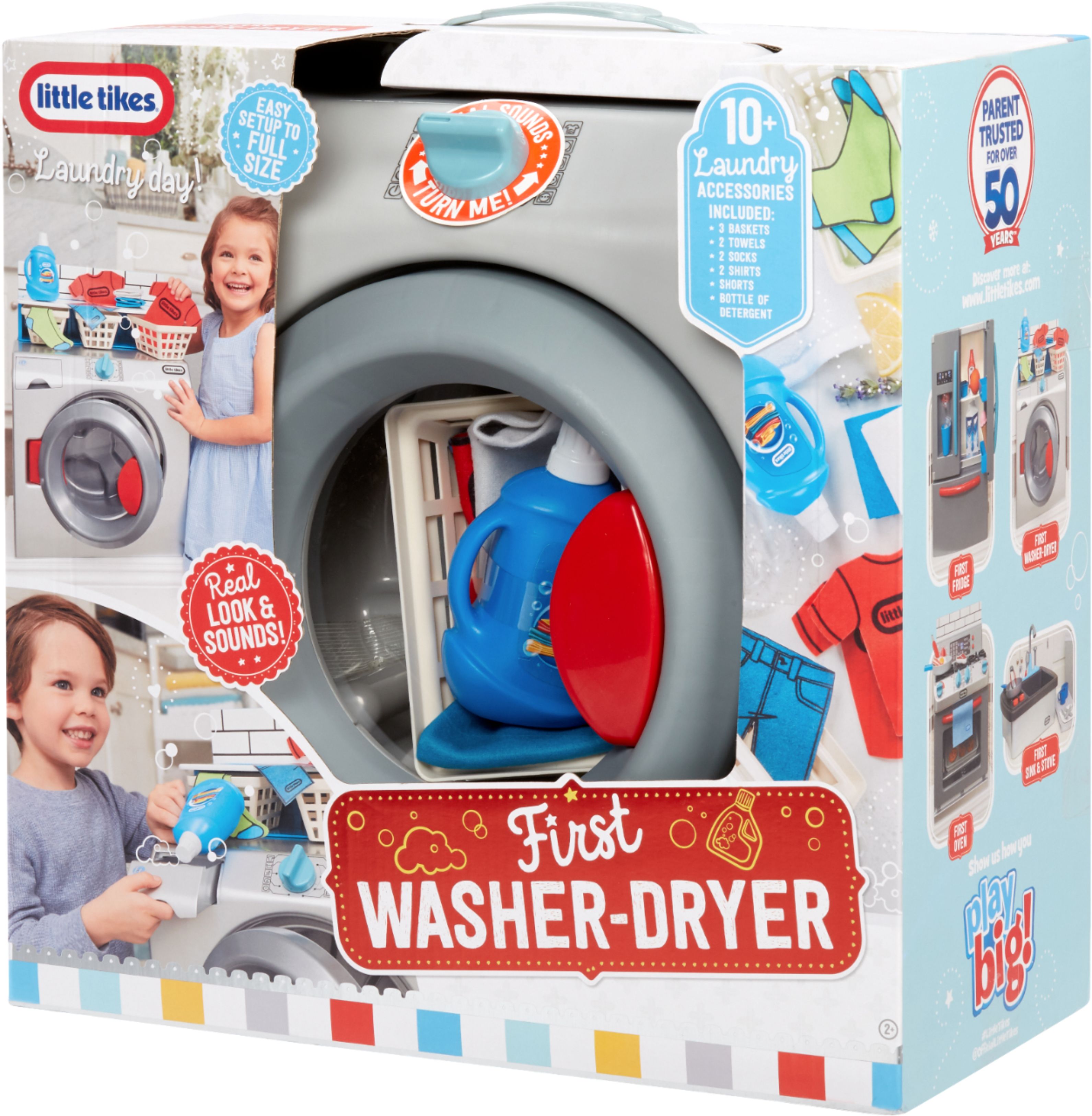 Baby Washer Dryer Set Realistic Pretend Play Toys for Kids Interactive Toy Washing Machine with Sound and Laundry Accessories 