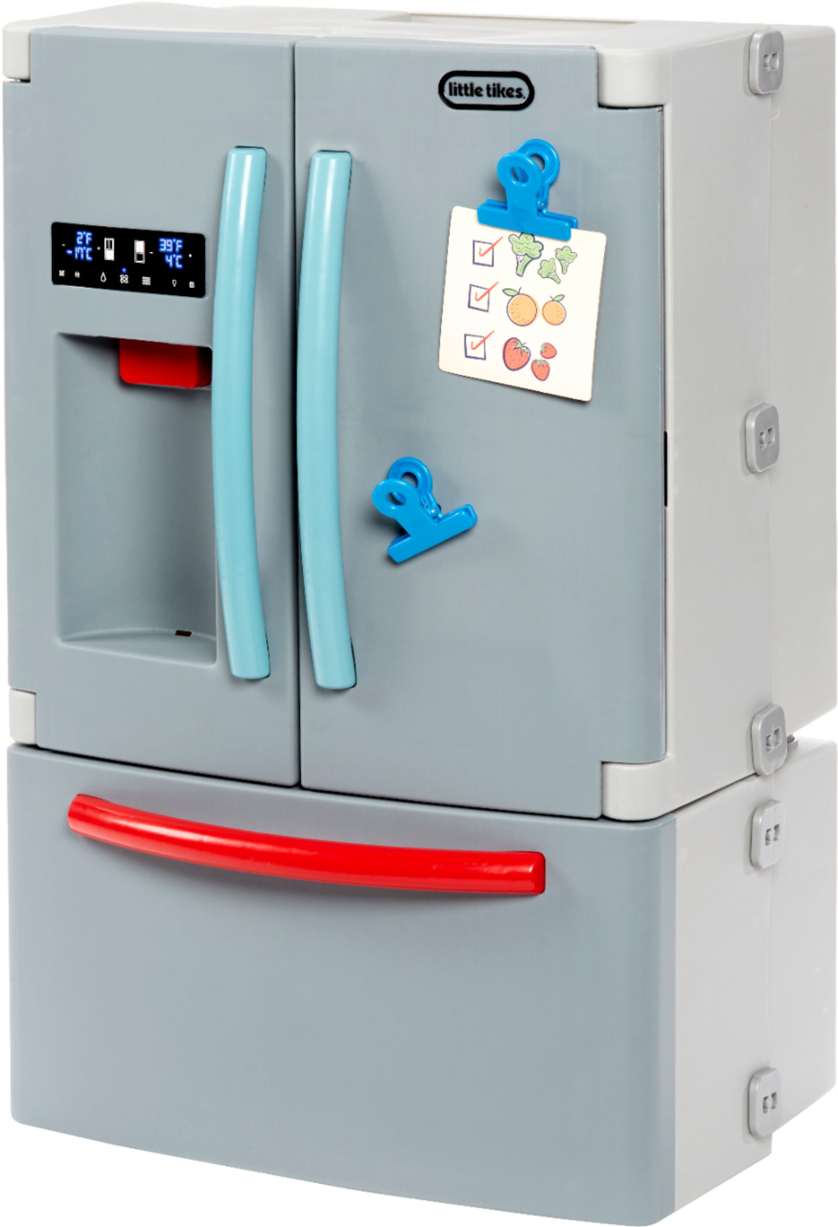 Left View: Little Tikes First Fridge Refrigerator w/ Ice Dispenser, Kids Pretend Play Appliance, Kitchen, Playset Accessories Unique Toy