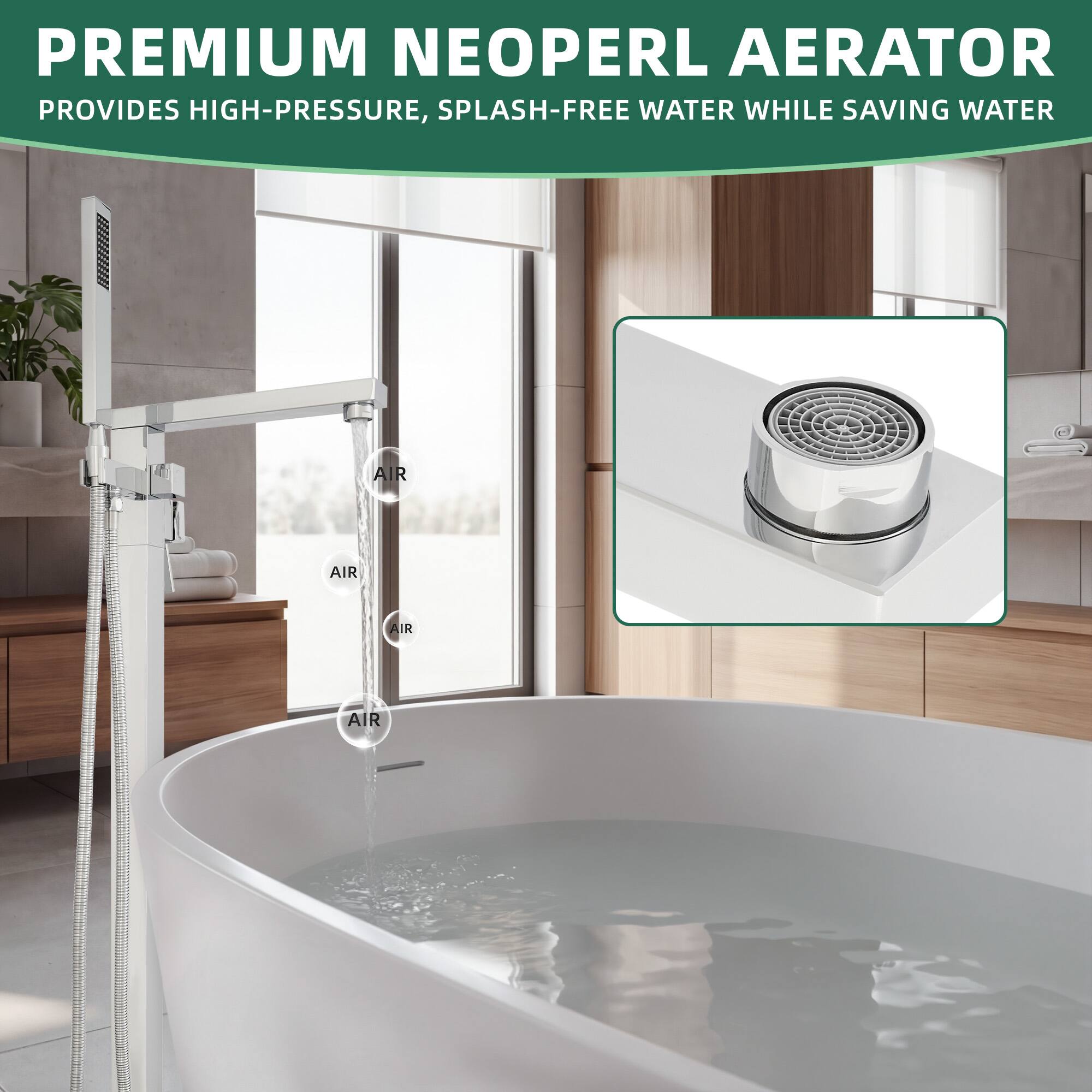 PREMIUM NEOPERL AERATOR  
PROVIDES HIGH-PRESSURE, SPLASH-FREE WATER WHILE SAVING WATER