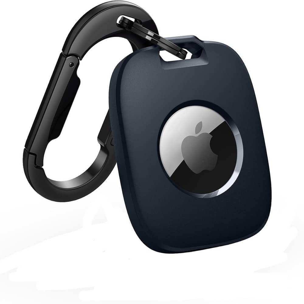 RTMB - AirTag Holder, Keychain with Carabiner, Shockproof TPU Case, Dark Blue - Color: Dark Blue