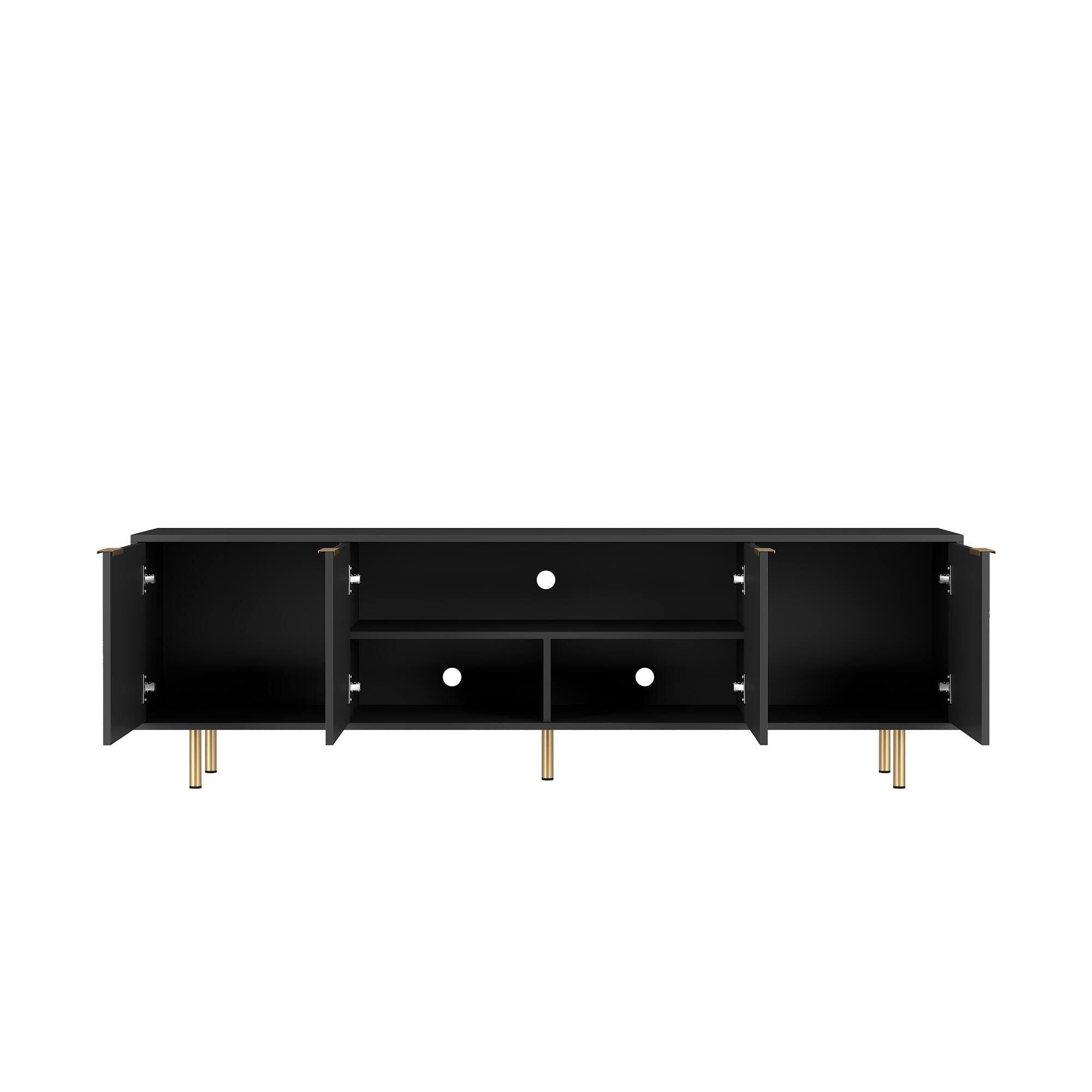Alt View 2. Z-Edge - Fluted TV Stand for Tvs up to 65", TV Stand with 4 Storage Doors, Entertainment Center TV Media Console for Living Room - Black.