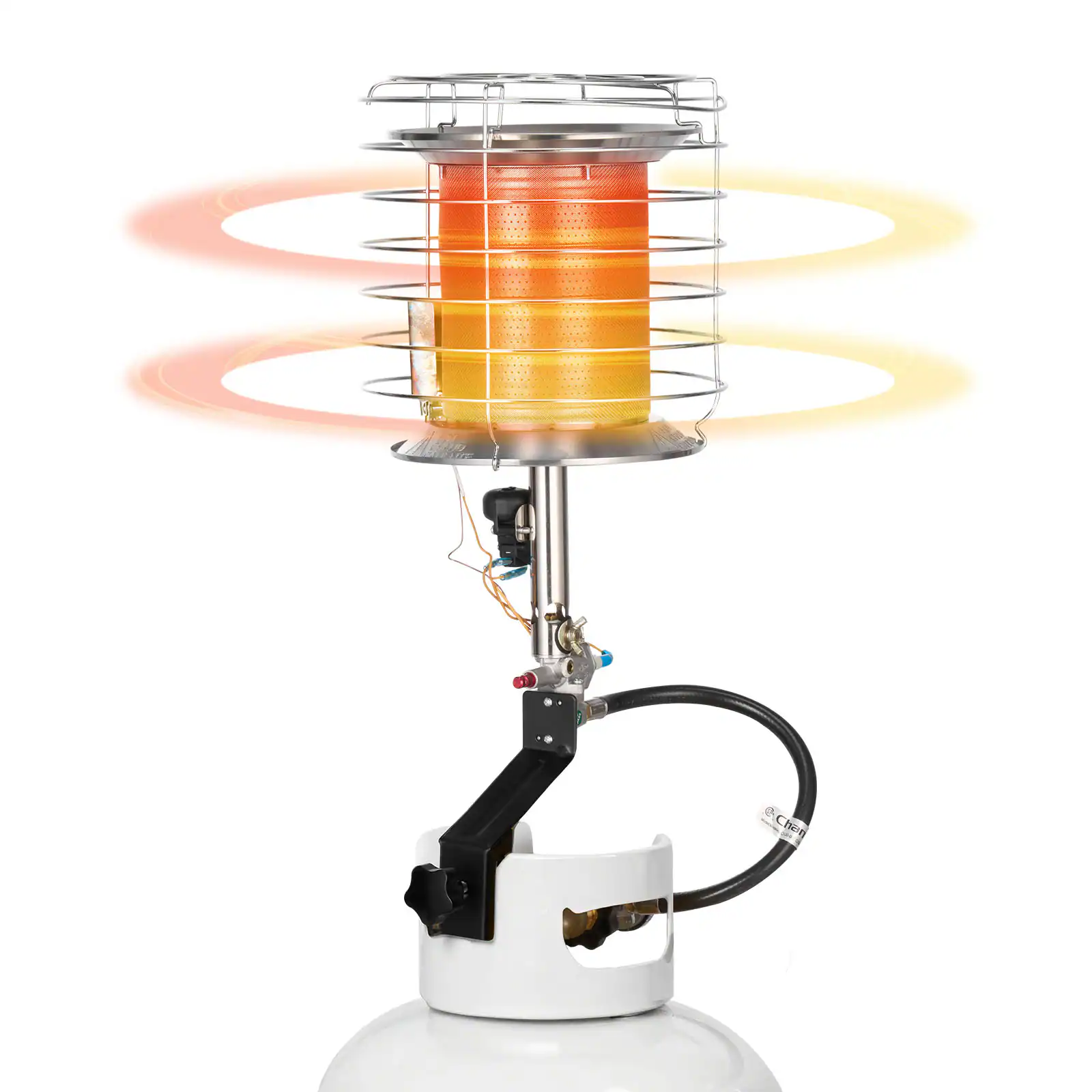 Front. VEVOR - Propane Tank Top Heater, 42000 BTU Rapid Heating 360-Degree Infrared Radiant Tank Top Gas Heater, Stepless Temperature - Silver.