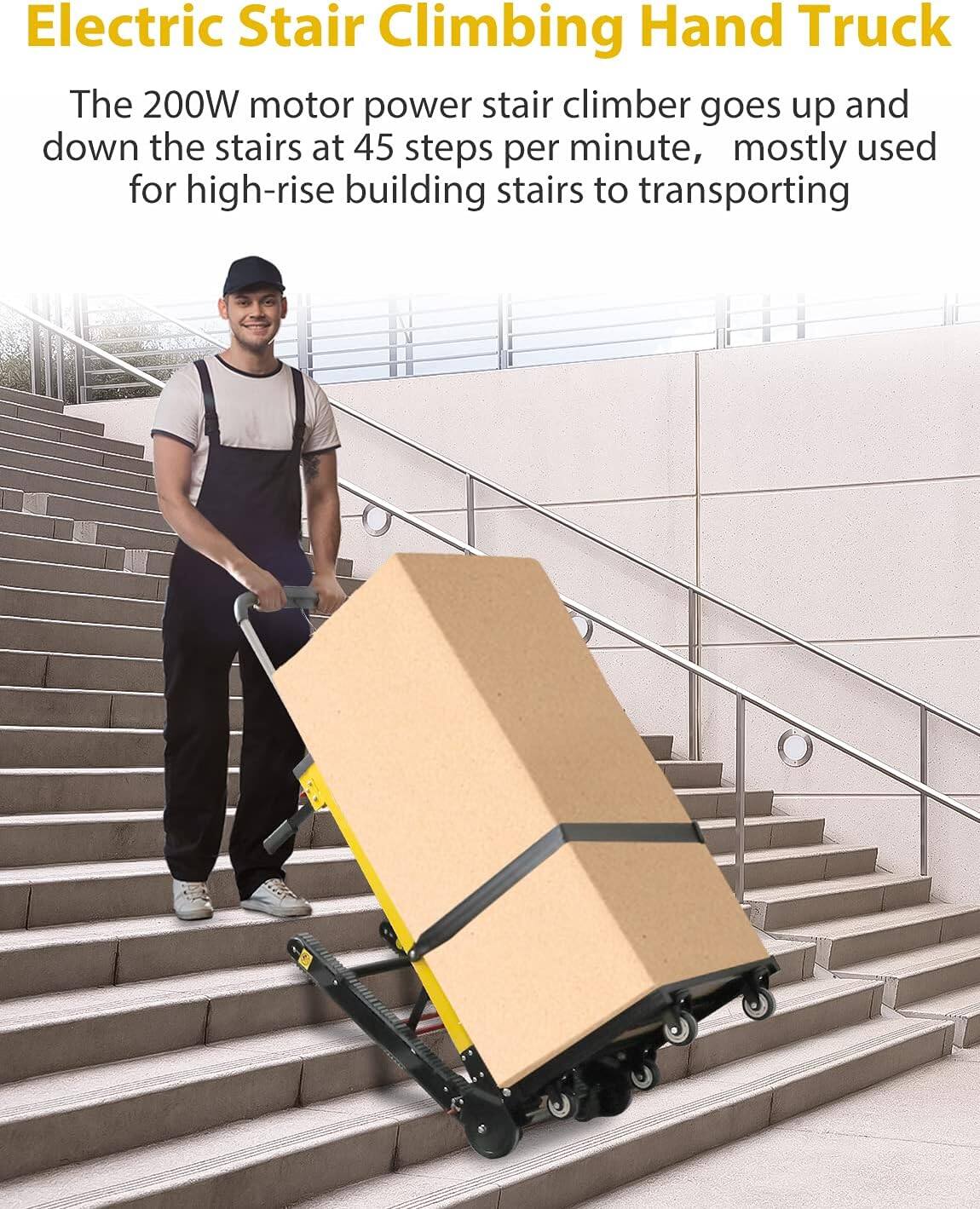 Electric Stair Climbing Hand Truck

The 200W motor power stair climber goes up and down the stairs at 45 steps per minute, mostly used for high-rise building stairs to transporting.