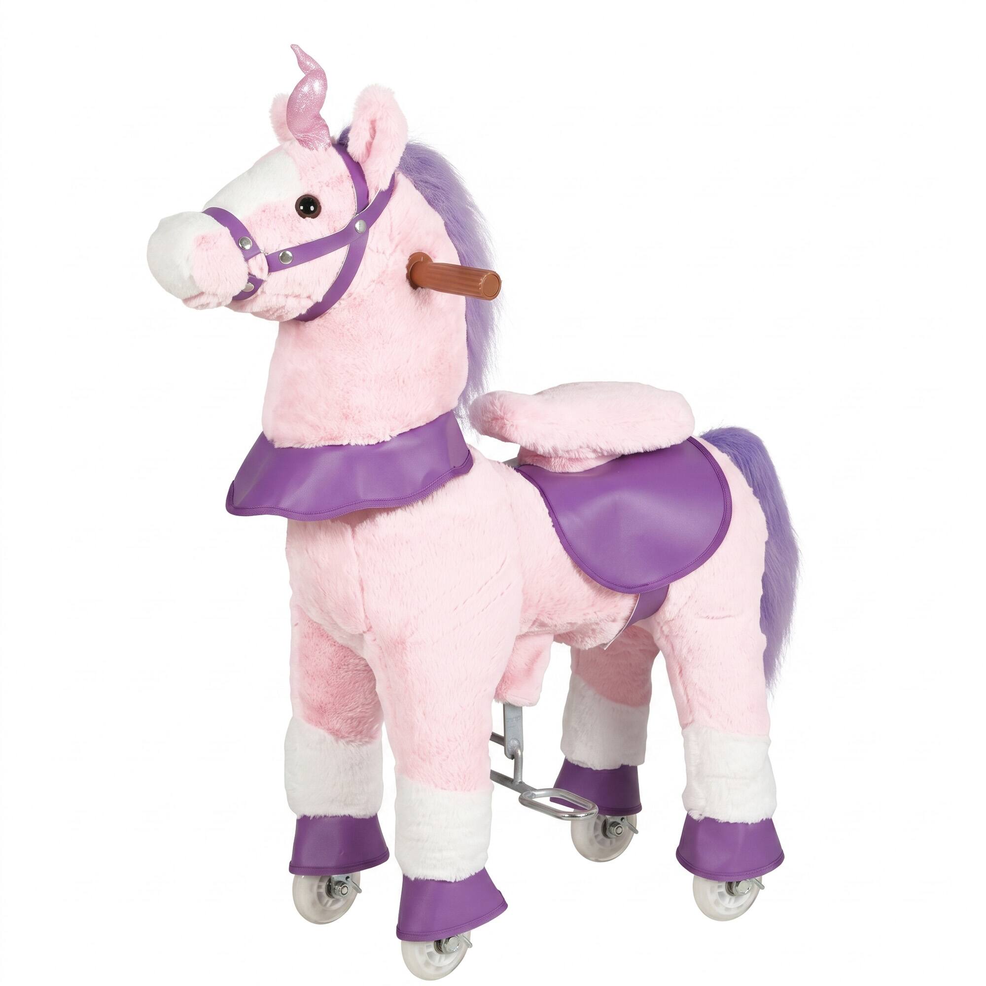 Front. Qaba - on Horse for Kids 2+ Years - Pink.