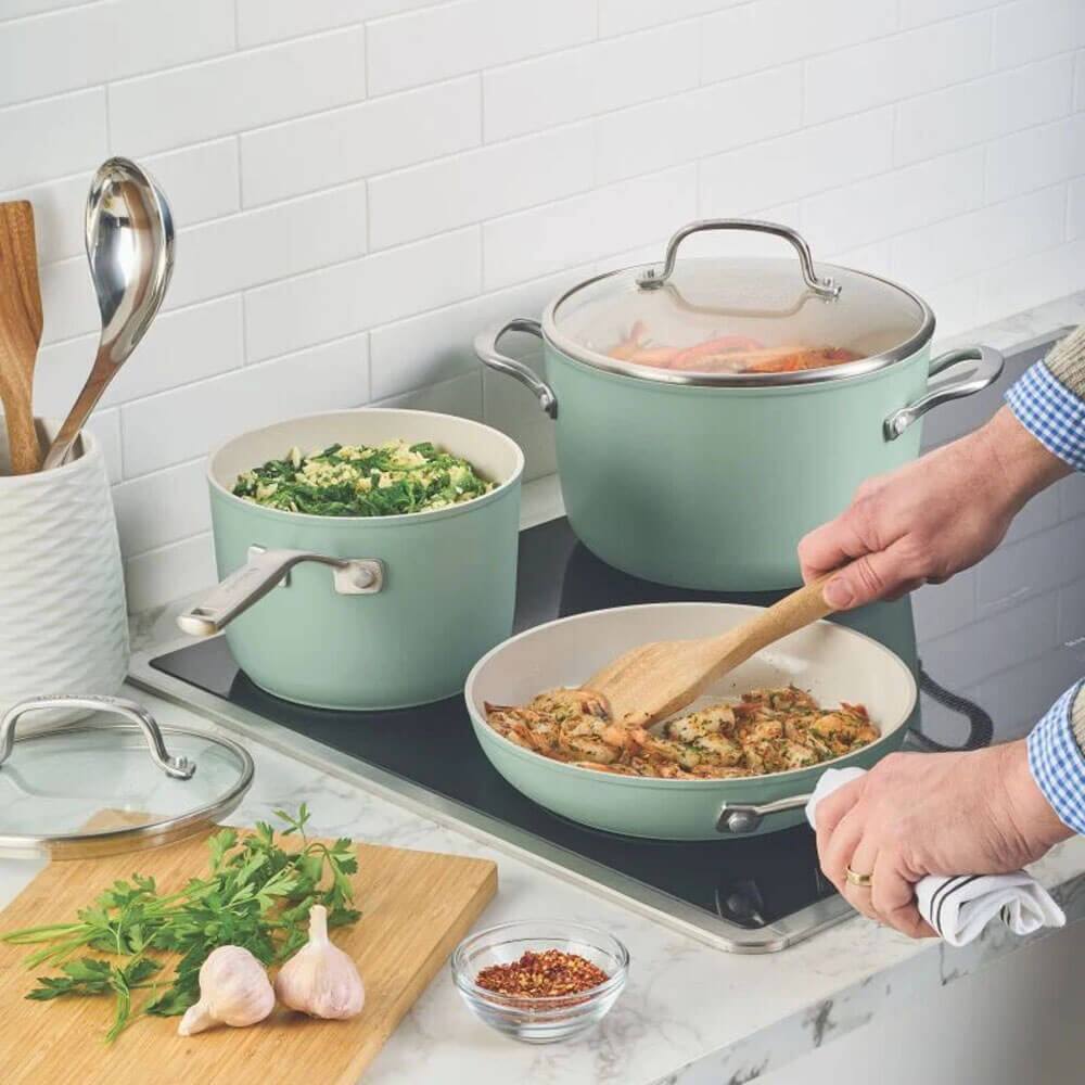 Alt View 7. KitchenAid - 10-Pc. Hard Anodized Ceramic Nonstick Cookware Set - Cardamom.