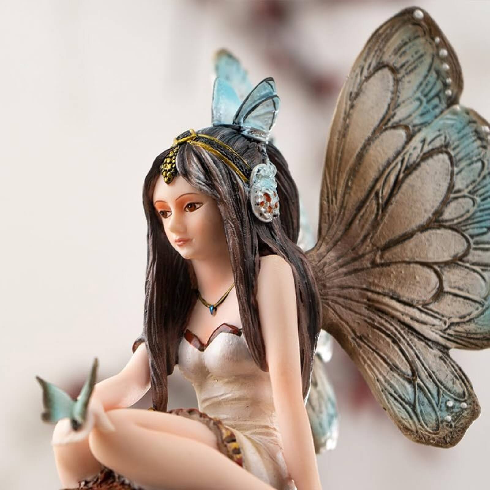 Alt View 3. Pacific Trading - Butterfly Fairy on Mushroom Statue 8.27 inch Fantasy Figurine with Delicate Wings and Butterfly Details.