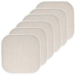 Sweet Home Collection - Alexis Memory Foam No Slip Back 16" x 16" Chair Pad Cushions, 6-Pack - Linen/Beige