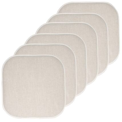 Front. Sweet Home Collection - Alexis Memory Foam No Slip Back 16" x 16" Chair Pad Cushions, 6-Pack - Linen/Beige.