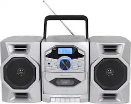 Emerson - Portable CD Player Boombox with Cassette Player, AM/FM Radio, MP3 AUX Input, Detachable Speakers (EPB-4000-SL) - Silver