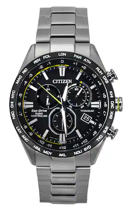Citizen - Radio Controlled Chronograph Super Titanium Dial Eco-Drive CB5947-80E 100M Men's Watch - Black