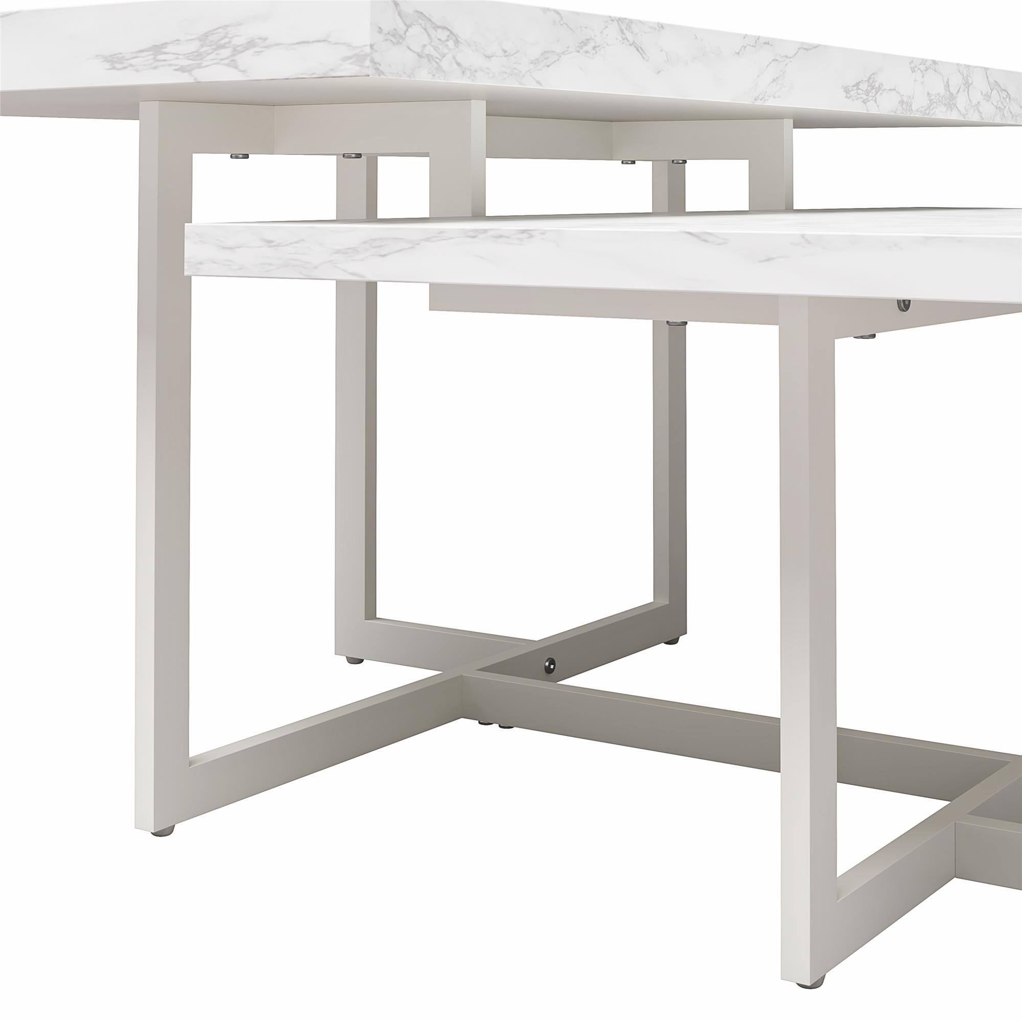 Alt View 1. Aukfa - Coffee Table - MDF & Metal Frame, White Faux Marble Top, 2-Tier 50lb Capacity, 35.4"W x 36"D - White.