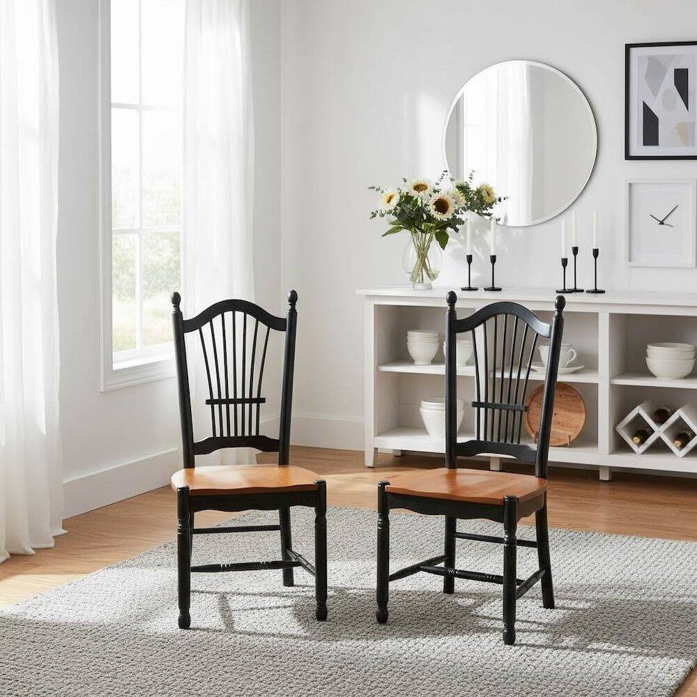 Back. FurniFact - Black and Cherry Dining Chair - Brown.