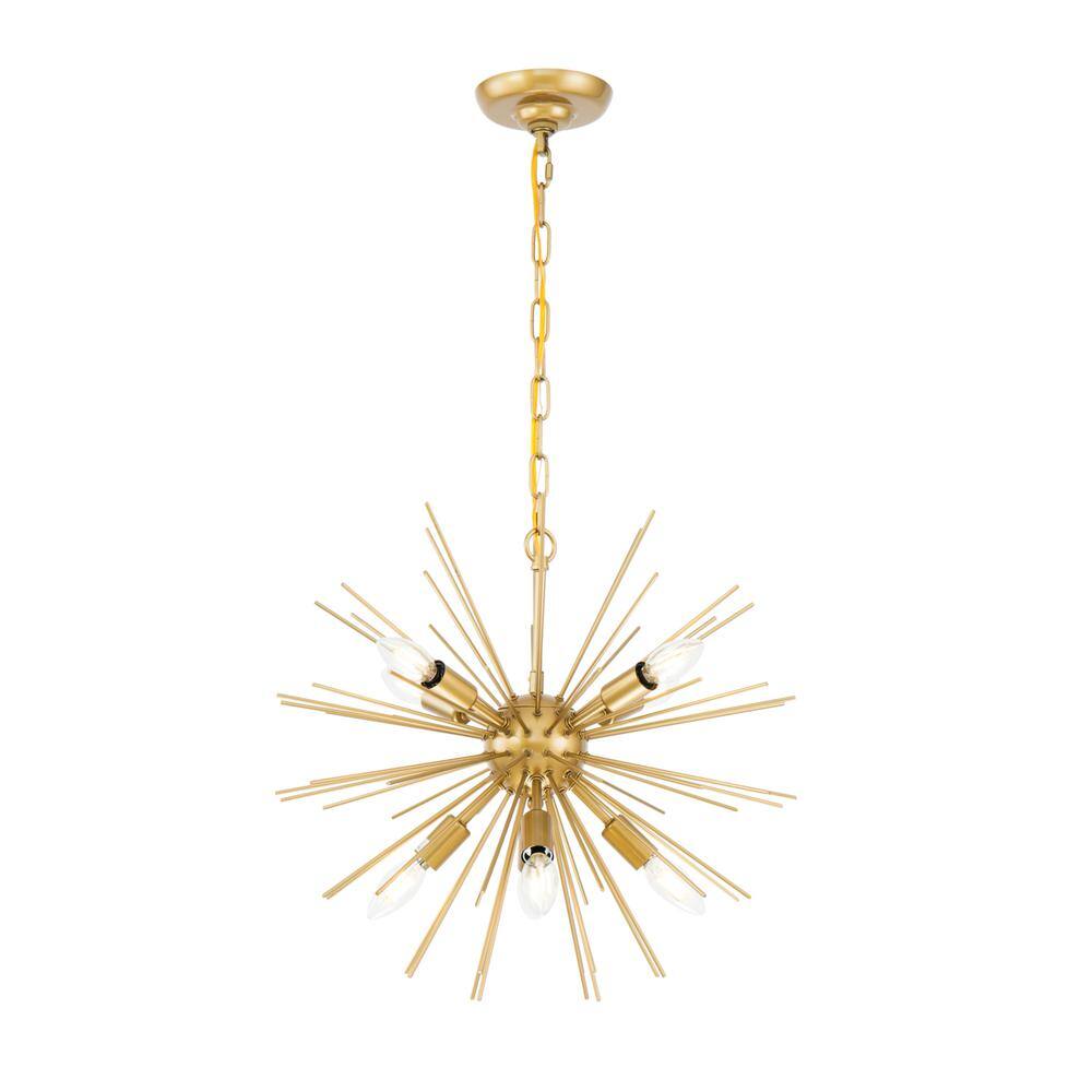 Alt View 8. Living District - Timber 8 light Brass pendant - Brass.