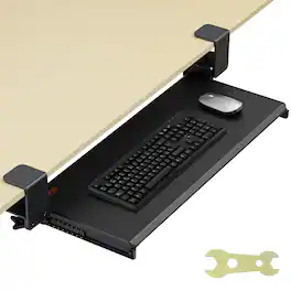 VEVOR - Clamping table tray keyboard, Desk Keyboard Tray Slide out with Sturdy No-drill C Clamp Mount - Black