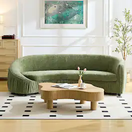 Ropilly - 92 Inch Curved Sofa Green 4 Seat Sofa Modern Living Room Couch Upholstered Fabric Sofa - Green