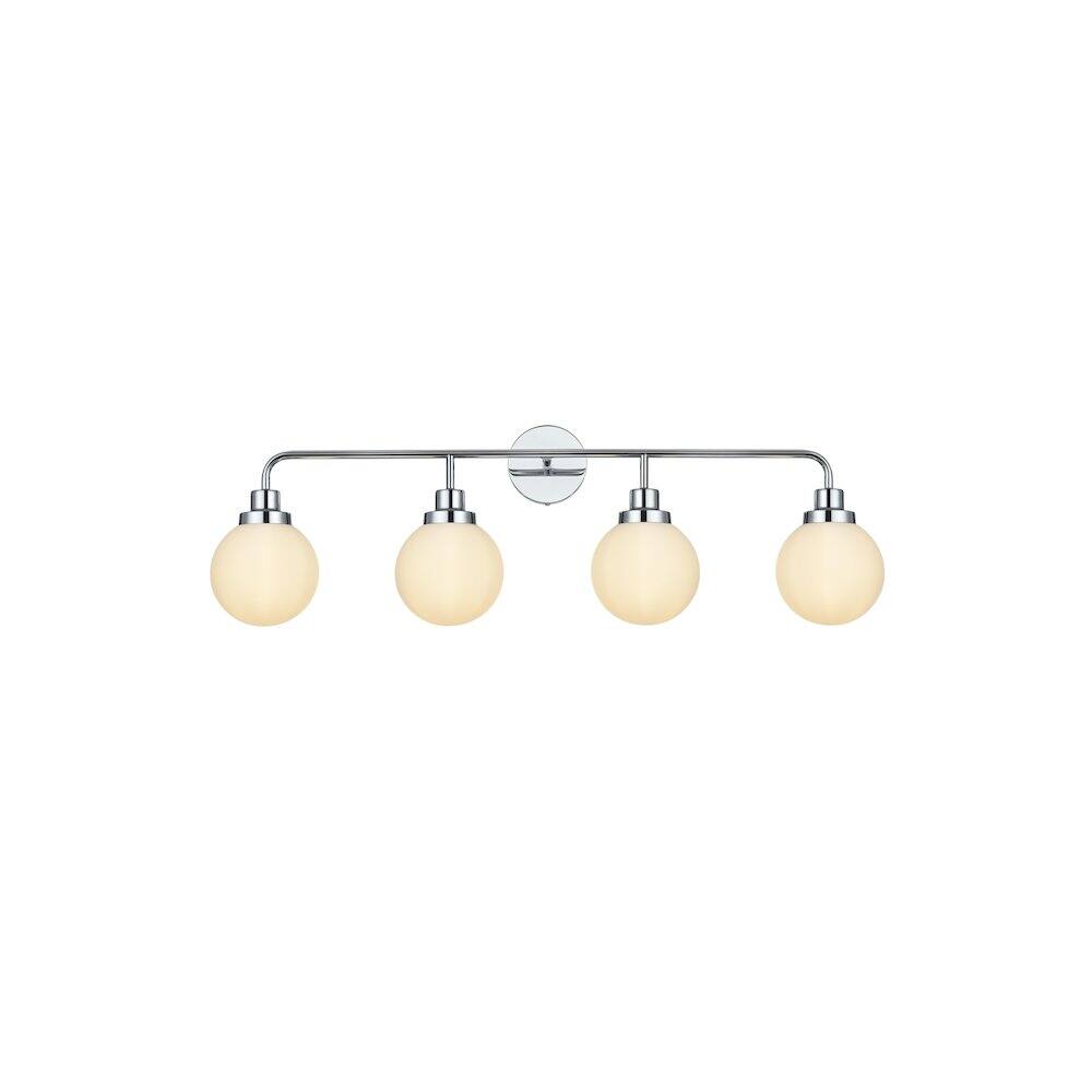 Back. Living District - Hanson 37 inch Wall Sconce in Chrome - Chrome And Opal White.