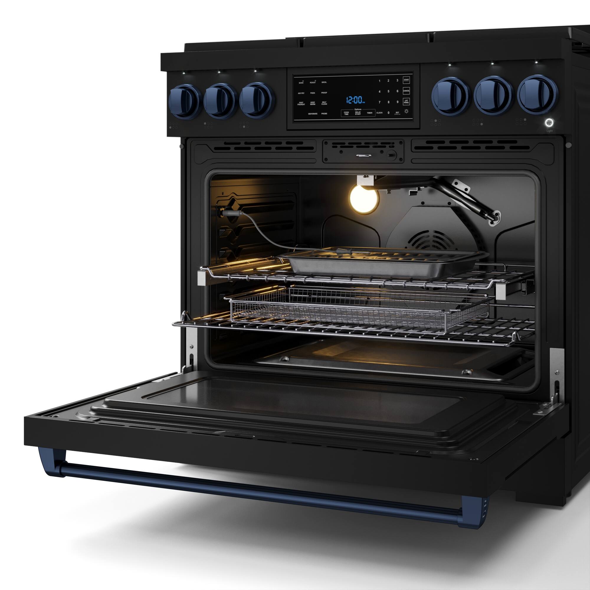 Alt View 12. Thor Kitchen - Gordon Ramsay Series by Thor Kitchen 6.0 Cu. Ft Freestanding Gas Range with Navy Blue Hardware - Black.