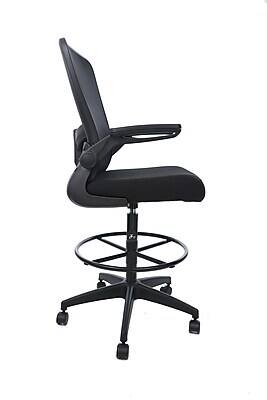 Alt View 4. Boss Office Products - Flip Arm Mesh/Fabric Chair with Footrest and Lumbar Support (B16366BK-BK) - Black.