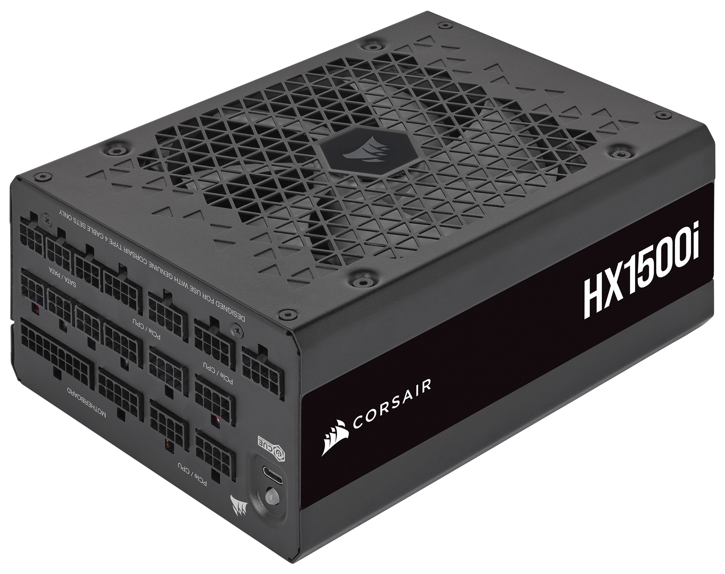 Front. CORSAIR - HXi Series HX1500i 80 PLUS Platinum Fully Modular Ultra-Low Noise ATX Power Supply - Black.