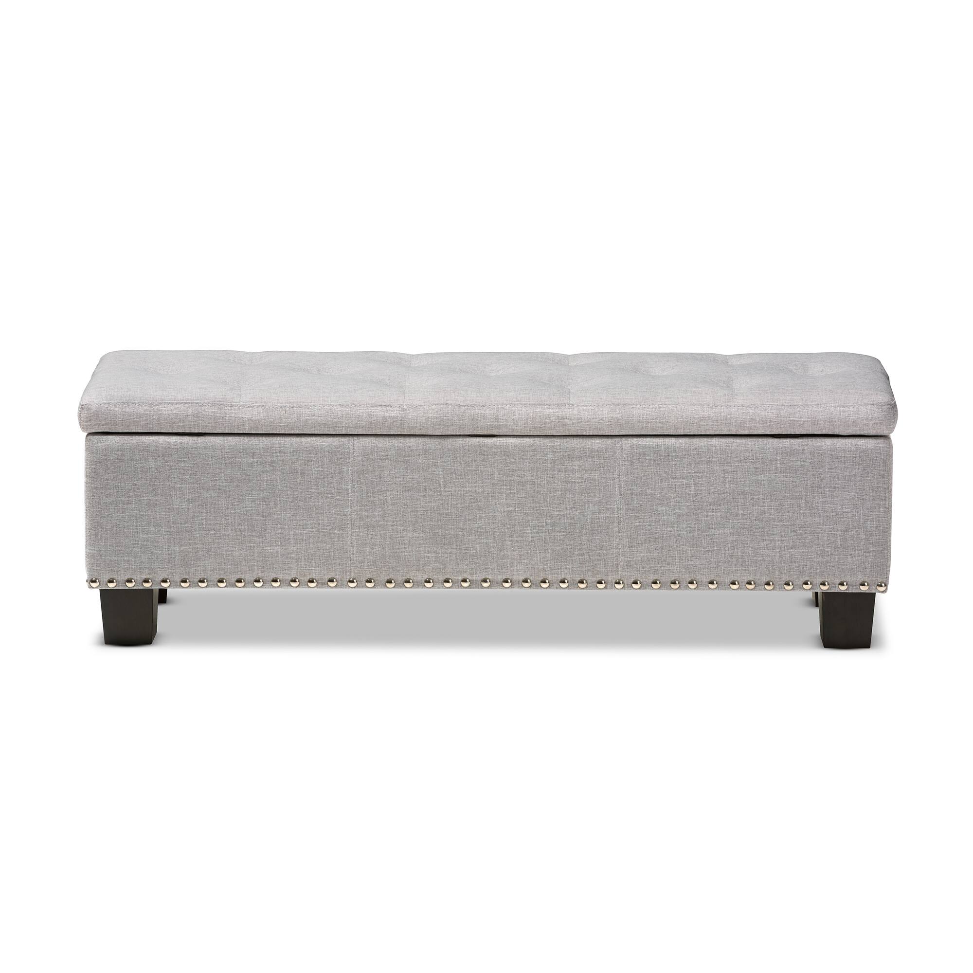 Alt View 1. Baxton Studio - Hannah Modern and Contemporary Fabric Upholstered Button-Tufting Storage Ottoman Bench - Grayish Beige.