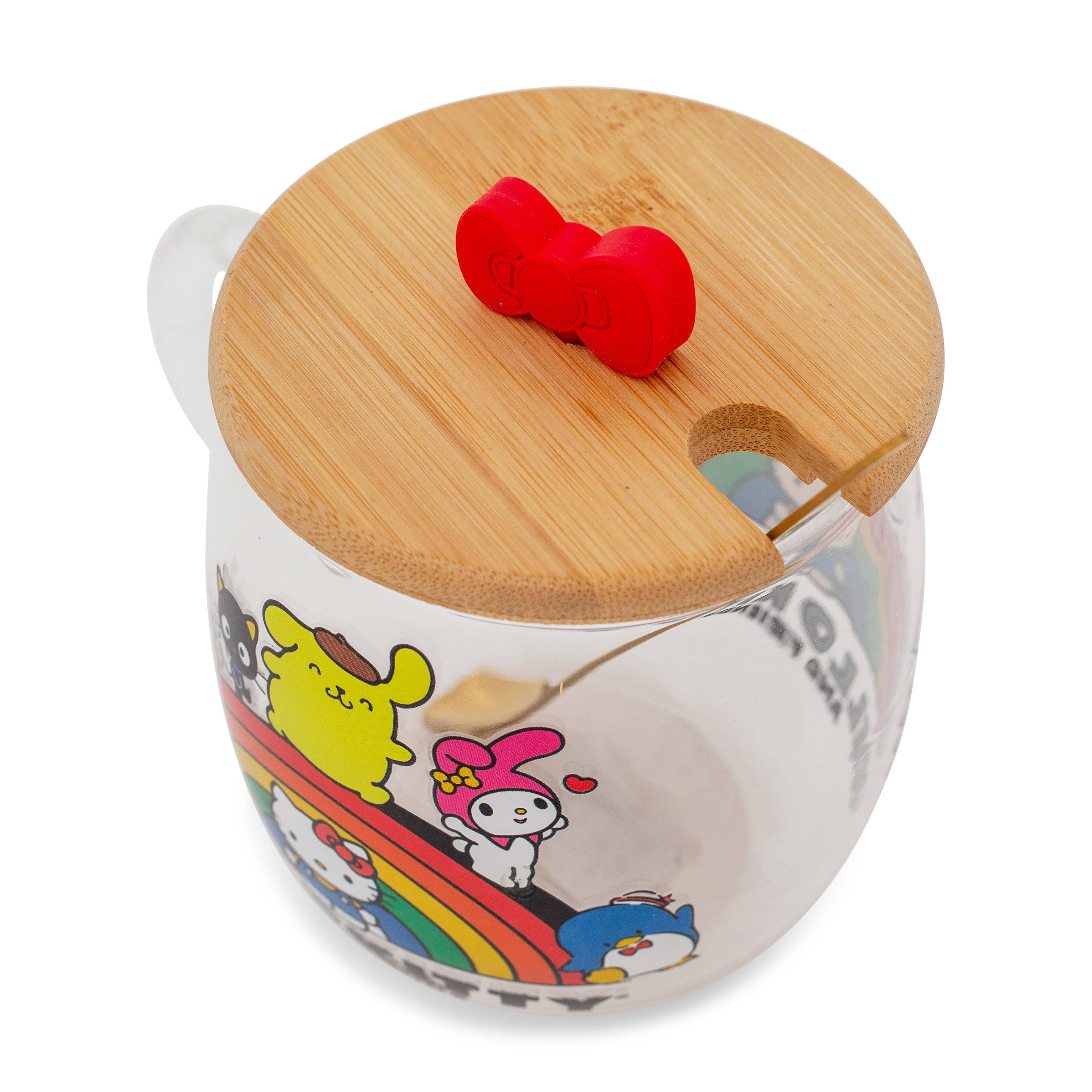 Alt View 10. Silver Buffalo - Sanrio Hello Kitty and Friends Rainbow Glass Mug With Lid and Spoon - Multi-Color.